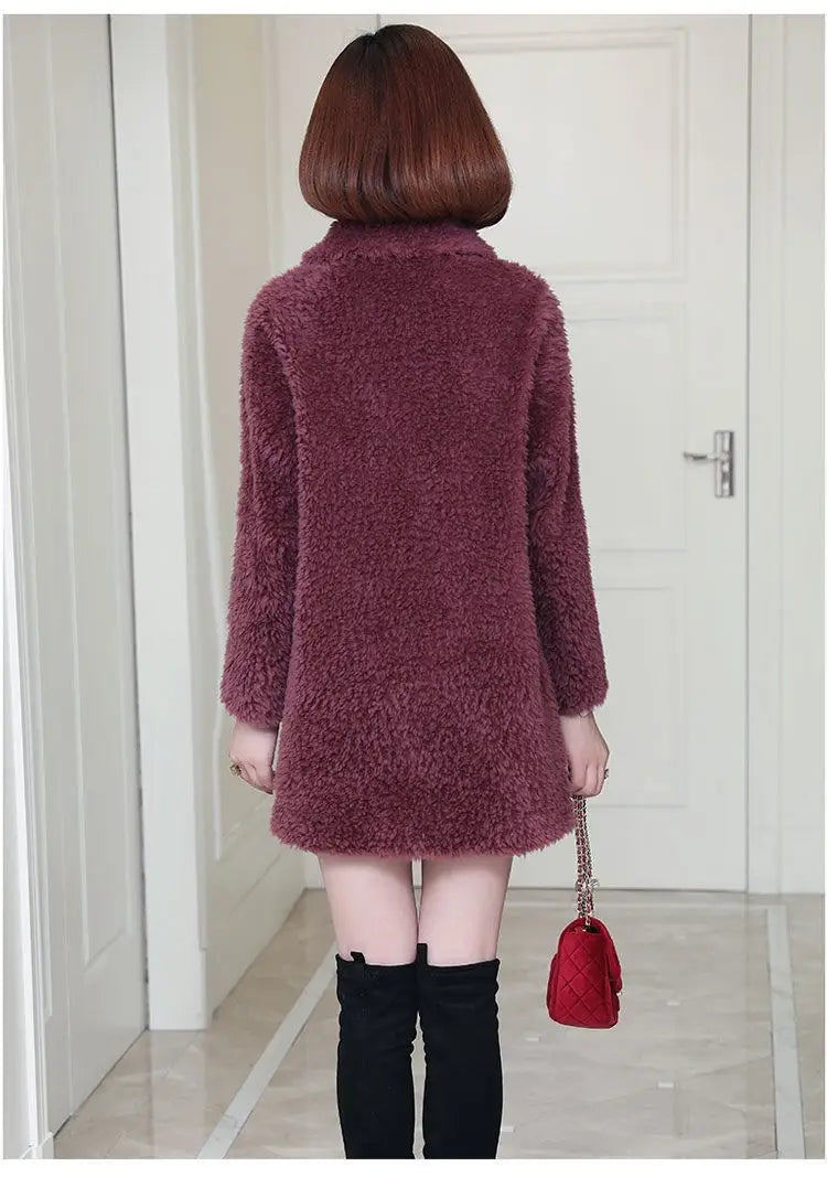 Women’s Thick Faux Cashmere Coat Mid-length