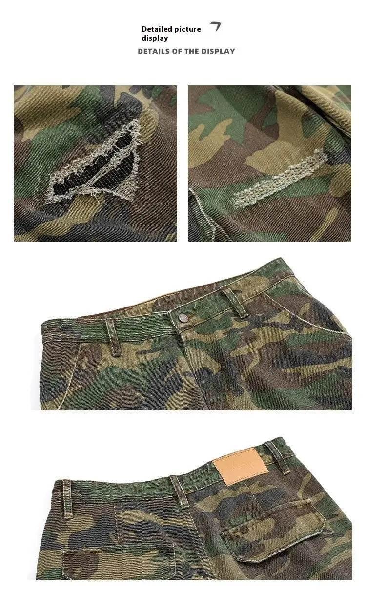 Men’s American Casual Loose Hole Camouflage Pants
