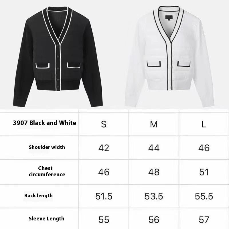 Black And White Simple Fashionable Knitted Coat