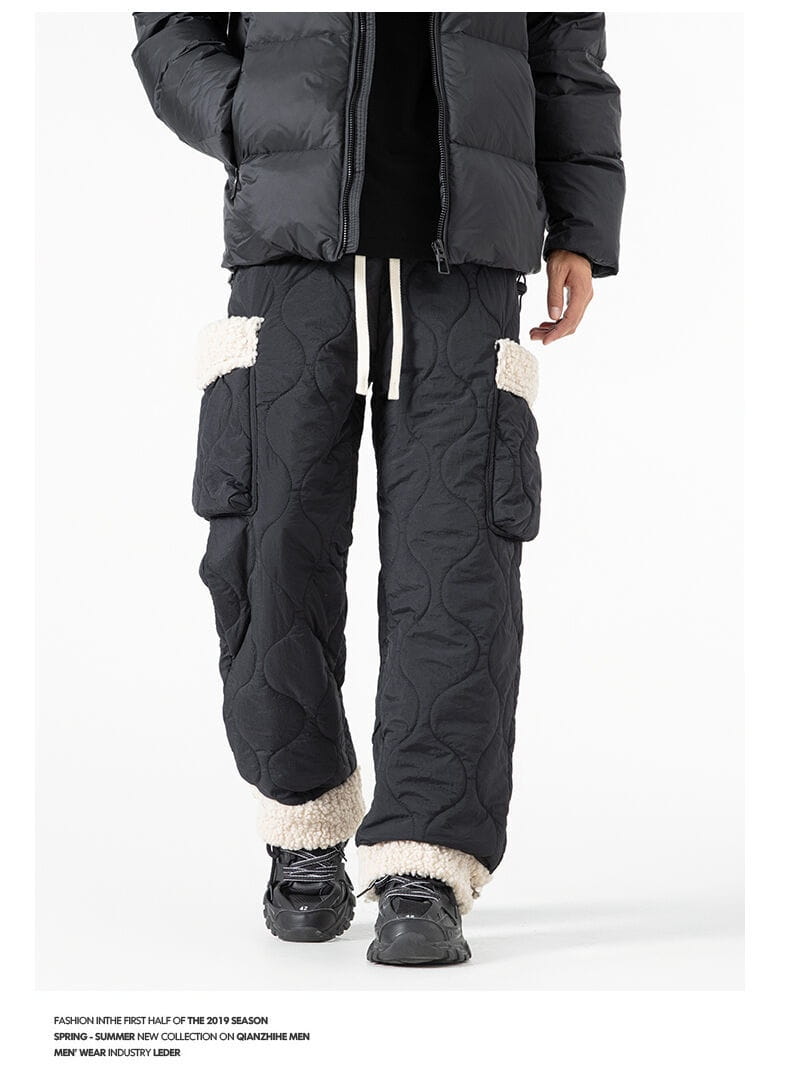 Men’s Quilted Casual Pants Thickened Cold Protection Ski Pants