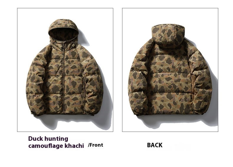Winter Camouflage White Duck Down Three-proof Warm Coat For Women