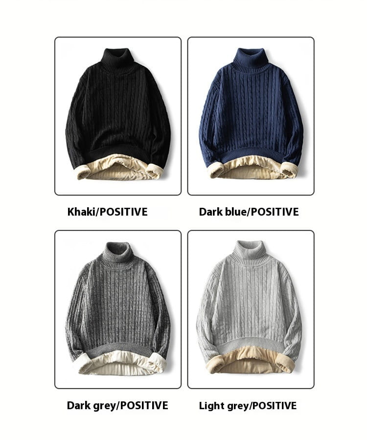 Men’s Fleece-lined Thick Neck Sweater