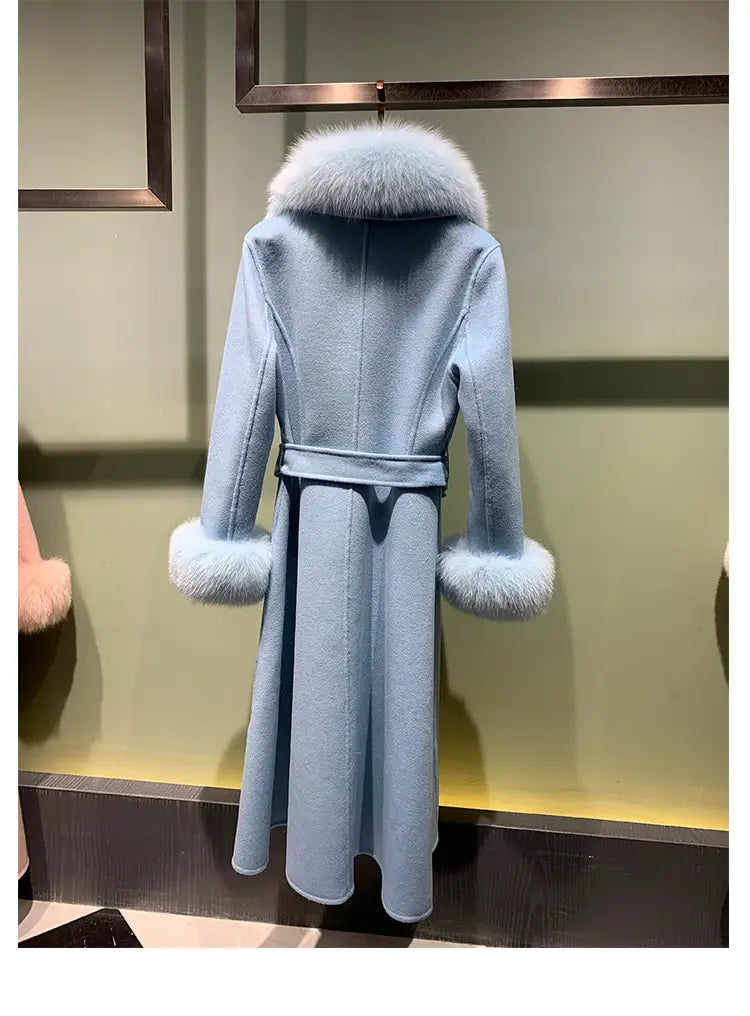 Winter Warm Lace-up Long Woolen Coat