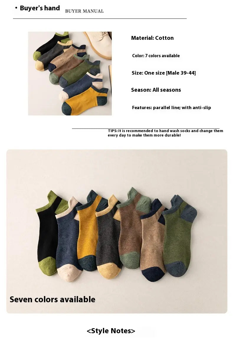 Combed Cotton Bottom Sweat-absorbing Deodorant Anti-ankle Socks Low-cut Men’s Retro Waist