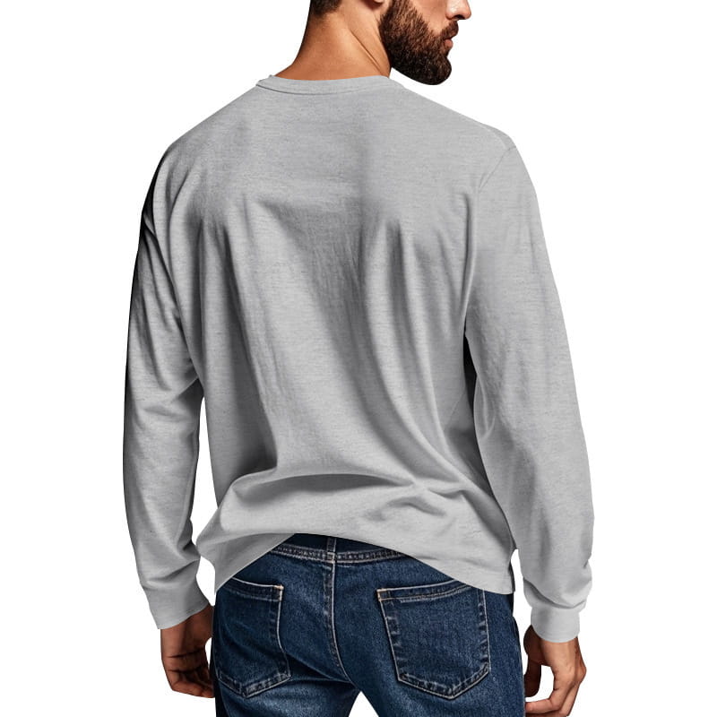 Men’s Spring And Autumn Henley Shirt Long Sleeve
