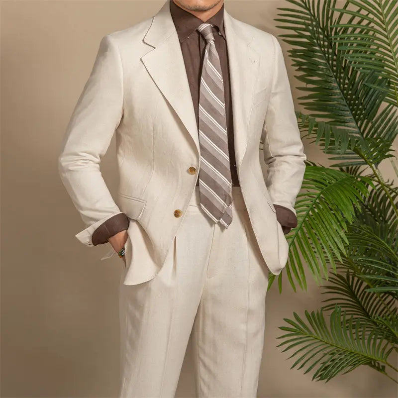 Hemp Texture Half Lined Slim Fit Men’s Suit