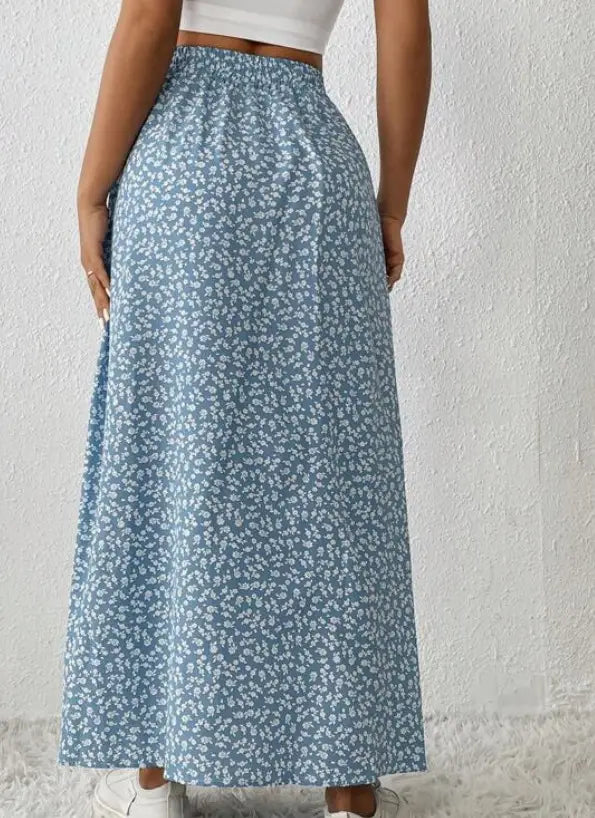 Women’s Floral Split High Waist Printed Skirt