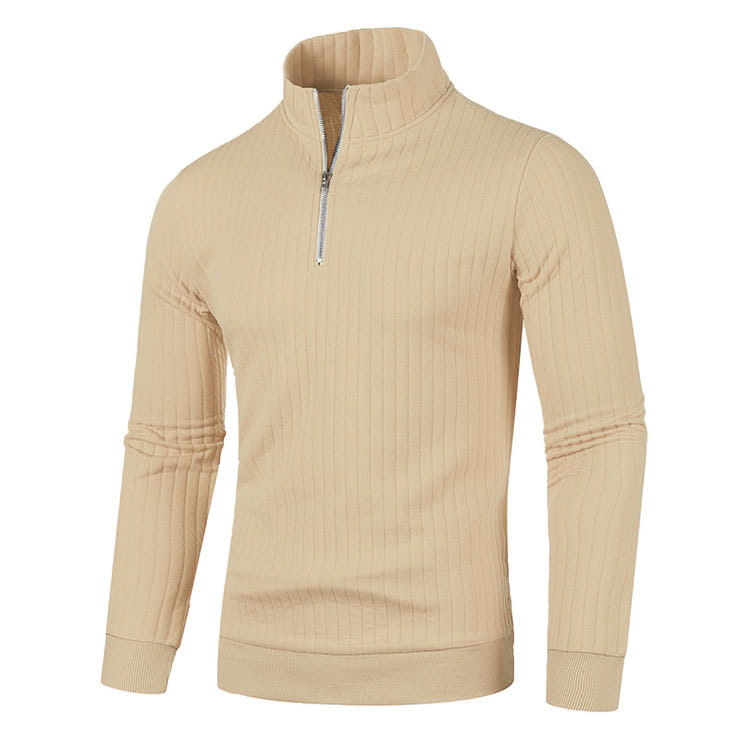 Leisure Pullover Men’s Half-high Collar Zip Sweater