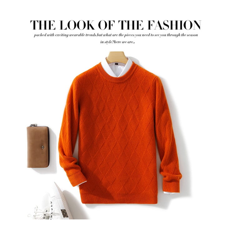 Pure Wool Sweater Men’s Loose Round Neck Sweater Casual Thickening Knitted Bottoming Shirt