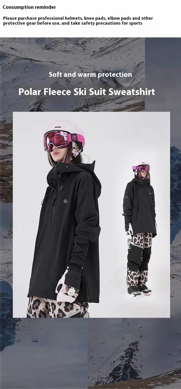 Ski Suit Soft Shell Sweater Women’s Men’s Pullover Top Veneer Double Board Waterproof Coat
