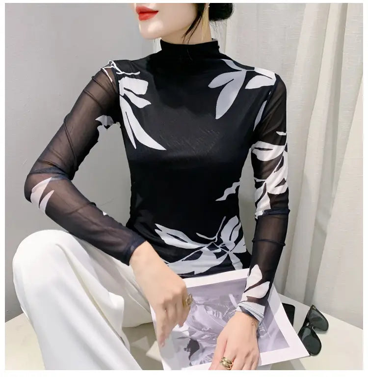 Women’s Long Sleeve Autumn And Winter Ocean Graceful Slim-fit Tops