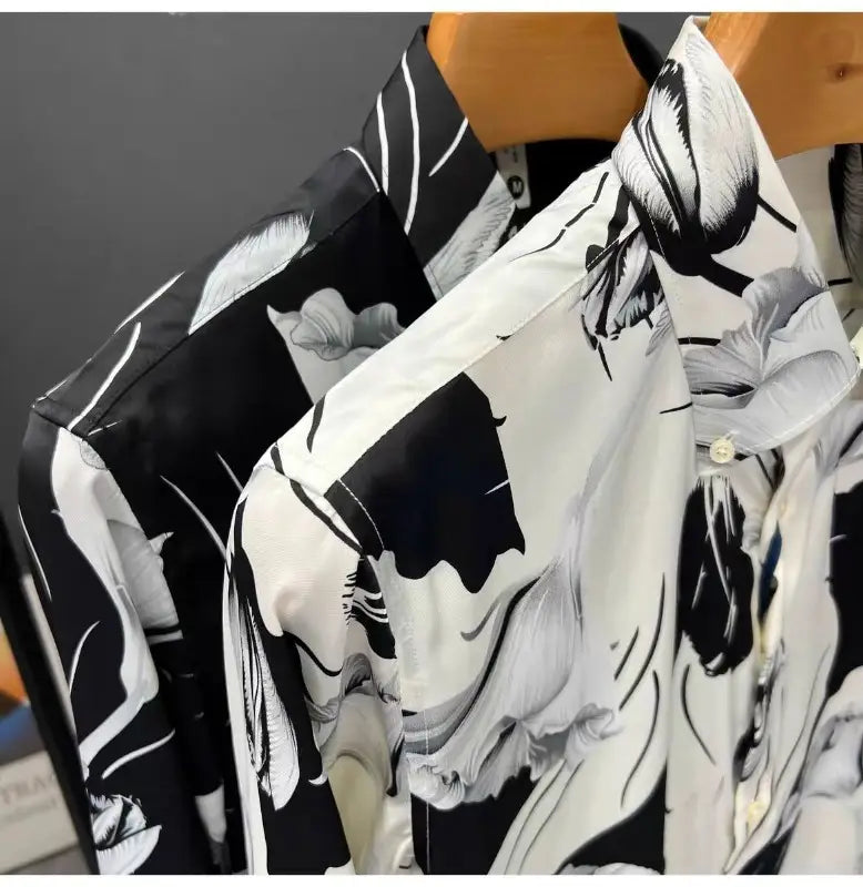 Men’s Floral Pattern Slim Fit Print Long Sleeve Shirt