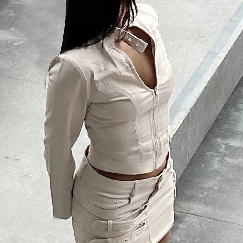 European And American Hot Girl Fan Solid Color Jacket Small Stand Collar