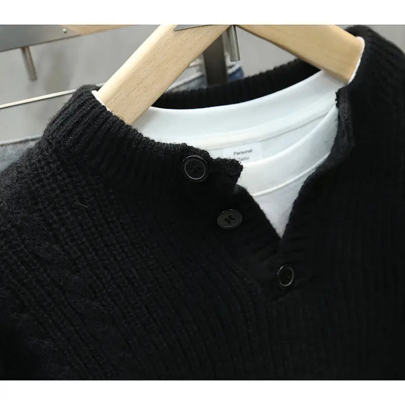 American Style Retro Pullover Men Fashion Brands Loose Pockets All-match Casual Sweater
