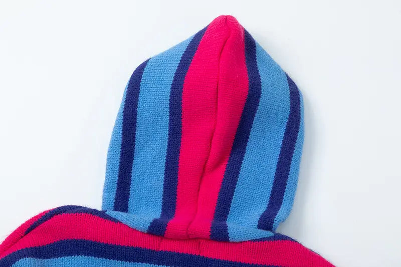 Winter New Vintage Stripe Loose Hooded Pullover Sweater