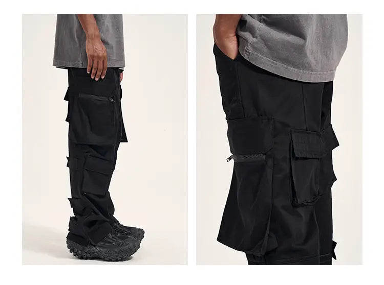 Multi Pocket Retro Velcro Side Zipper Men’s Casual Pants