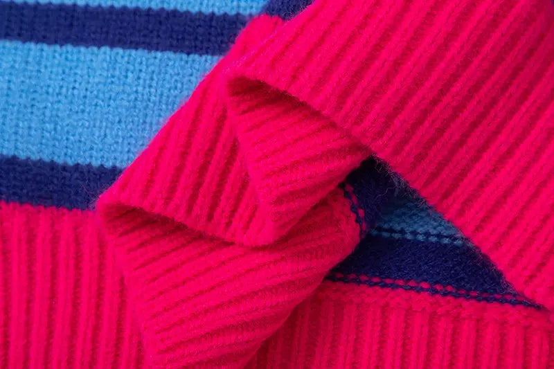 Winter New Vintage Stripe Loose Hooded Pullover Sweater