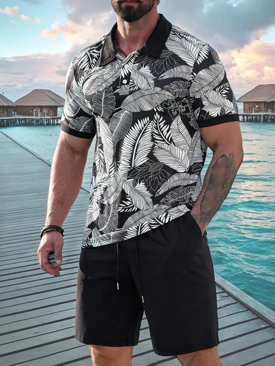 3D Digital Printing Men’s Casual Loose Shirt Shorts