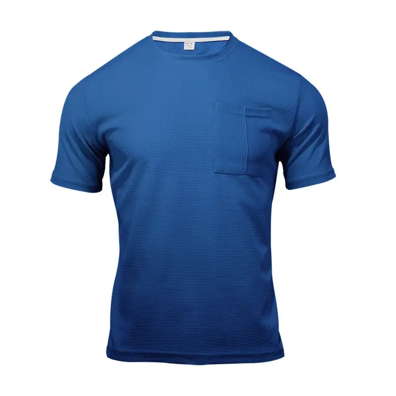 Waffle Round Neck Pocket Short-sleeved Shorts Casual Sports Suit