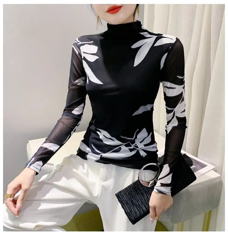 Women’s Long Sleeve Autumn And Winter Ocean Graceful Slim-fit Tops