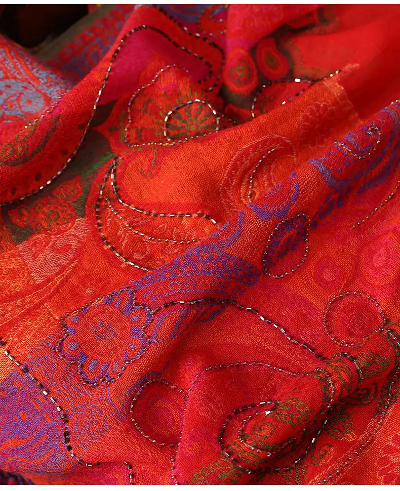 Ethnic Style Boiled Wool Warm Winter Scarf Shawl