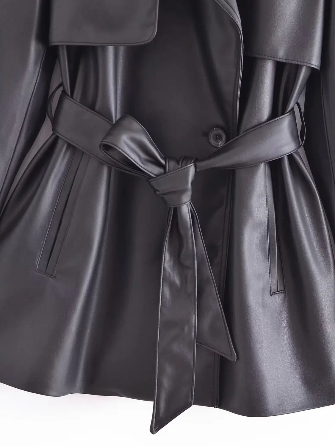 Women’s Elegant Slightly Mature Imitation Leather Short Trench Coat