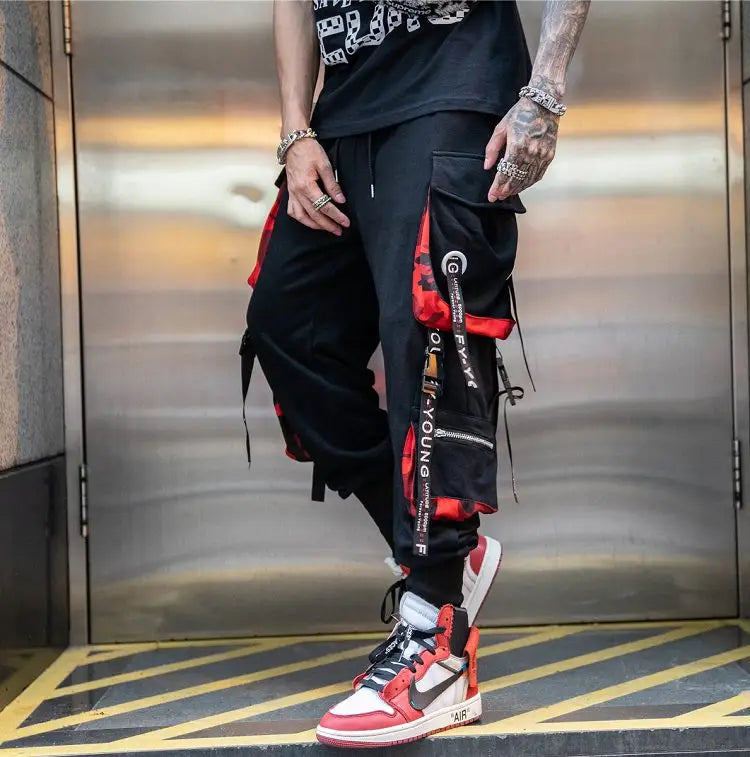 Hiphop webbing harem trousers