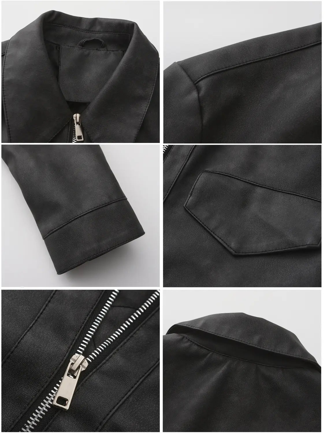 Women’s Long-sleeved Fashionable Faux Leather Jacket