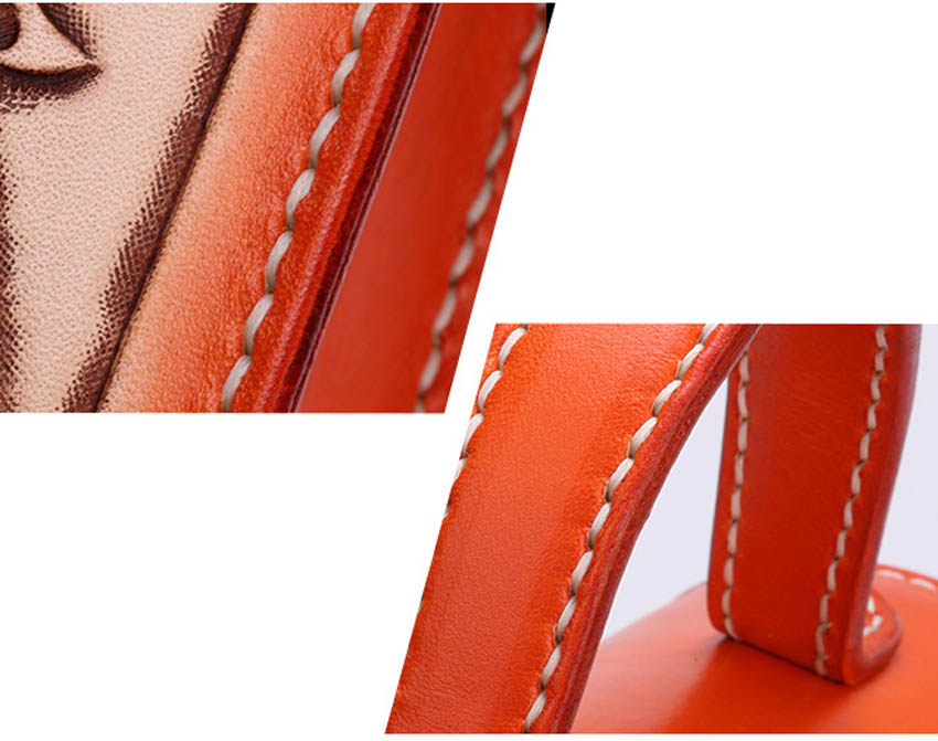 Handmade First Layer Cowhide Engraved Cat Handbag