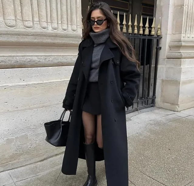 Loose Double Buckle Lapel Long Overcoat Outerwear