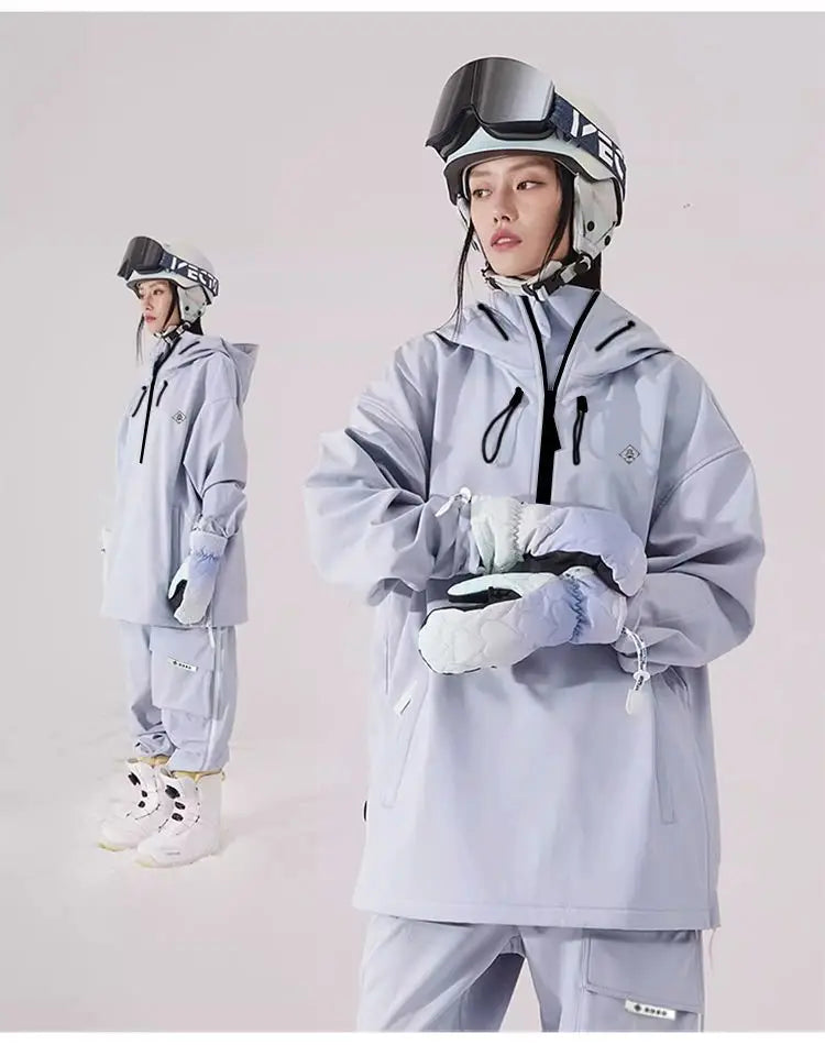 Ski Suit Soft Shell Sweater Women’s Men’s Pullover Top Veneer Double Board Waterproof Coat
