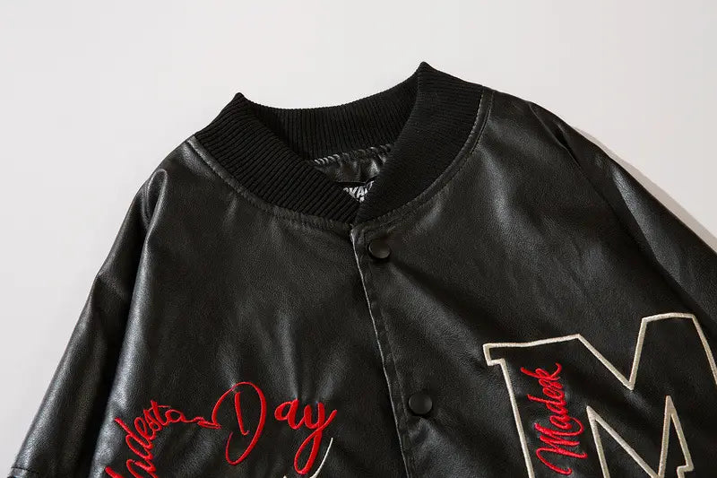 Men’s Loose Vintage Embroidered Baseball Jacket