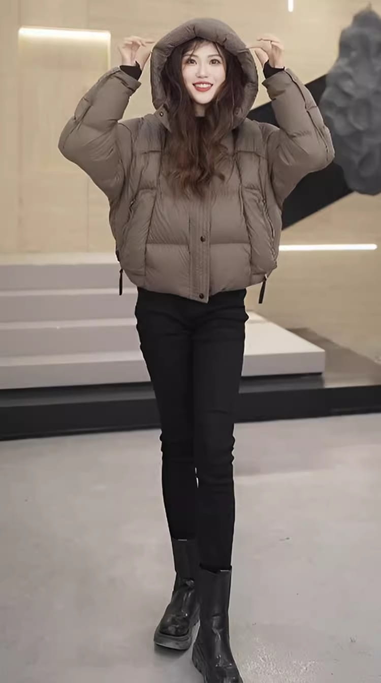 Women’s Short Cotton Jacket Hooded Loose Coat