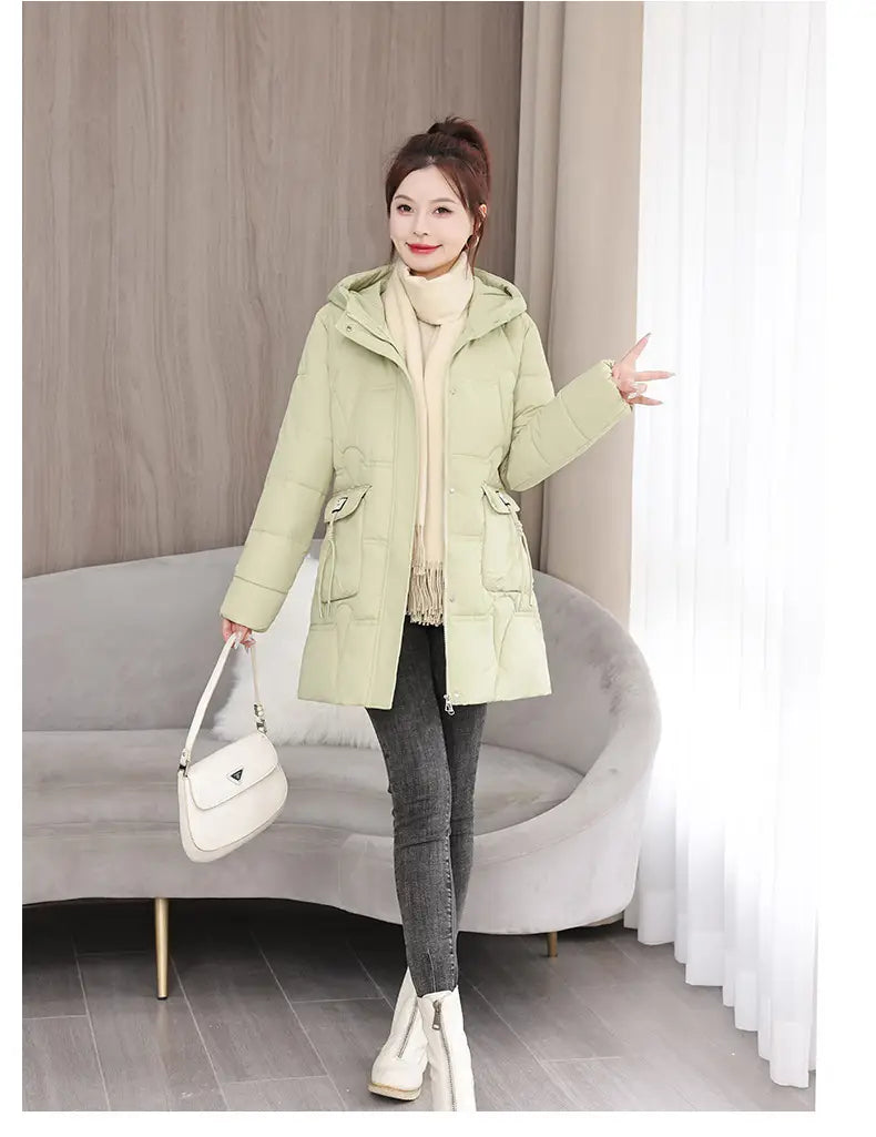 Hooded Down Coat Mid-length Thickened