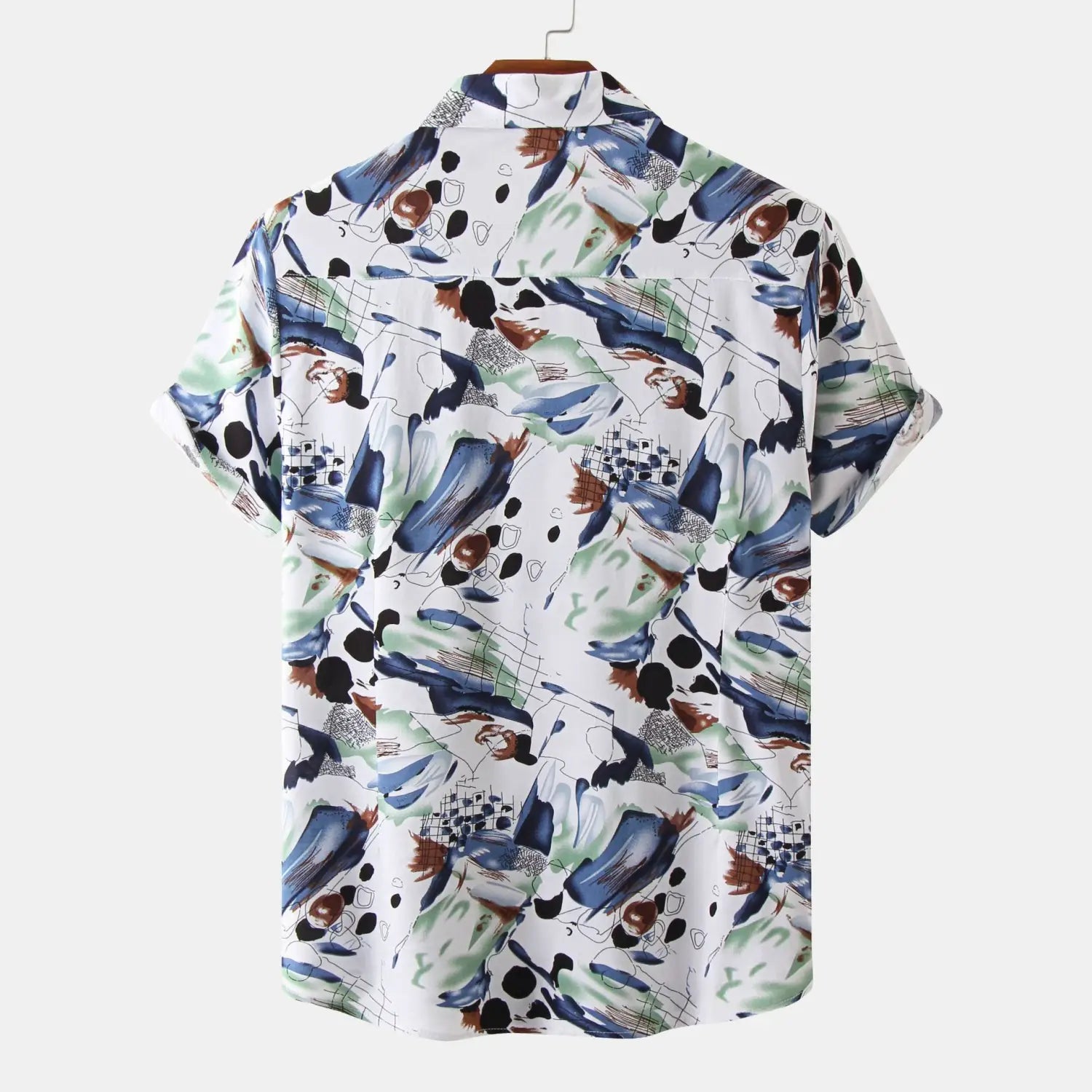 Men’s Lapel Short Sleeve Floral Shirt