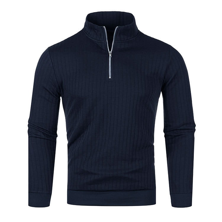 Leisure Pullover Men’s Half-high Collar Zip Sweater