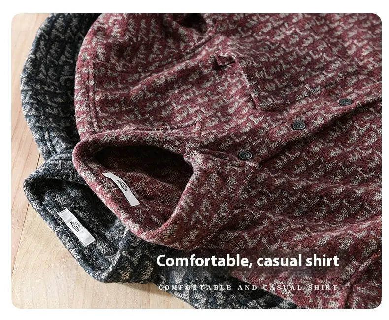 Men’s Brushed Thickened Long-sleeved Casual Loose Shirt Jacket