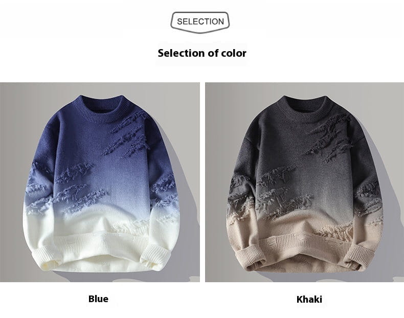 Round Neck Pullover Personalized Gradient Sweater