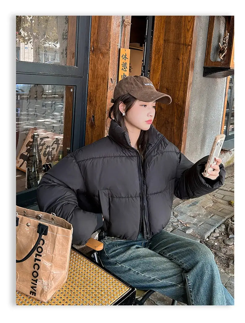 Stand-up Collar Thick Down Cotton Jacket Coat