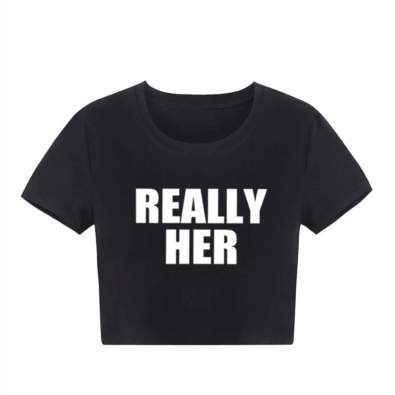 Fashion Letter Pattern Printed Short Top Navel T-shirt
