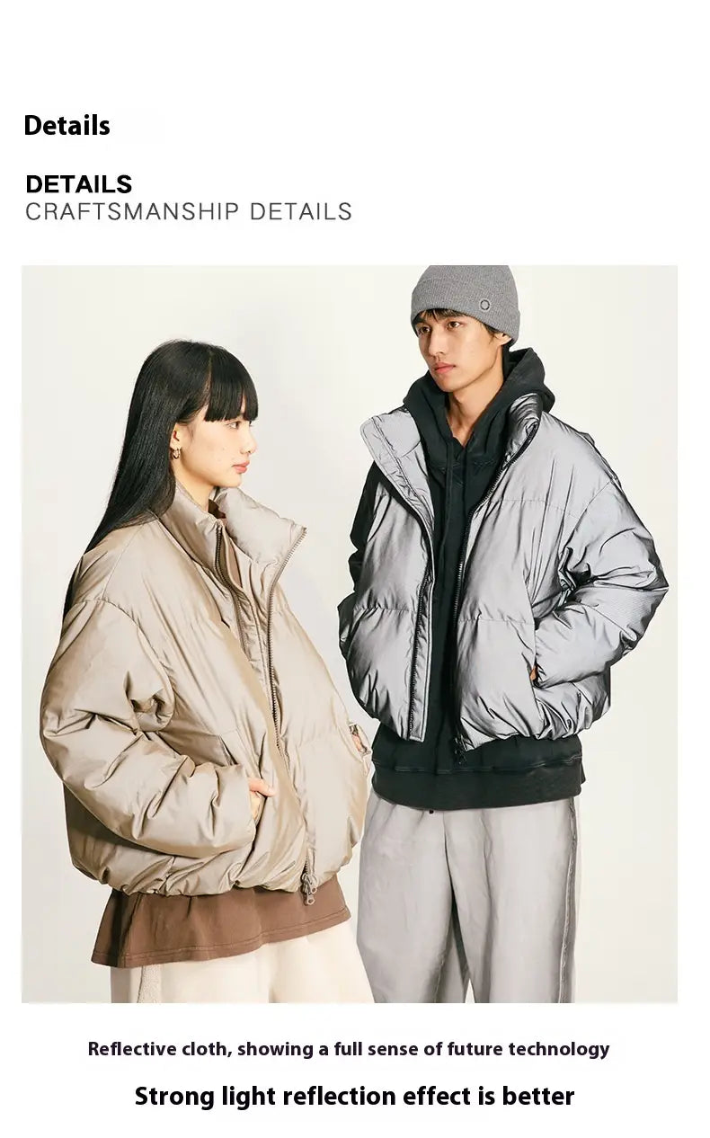 Mechanical Style Winter Down Jacket Women’s White Duck Down Thickened Reflective Coat