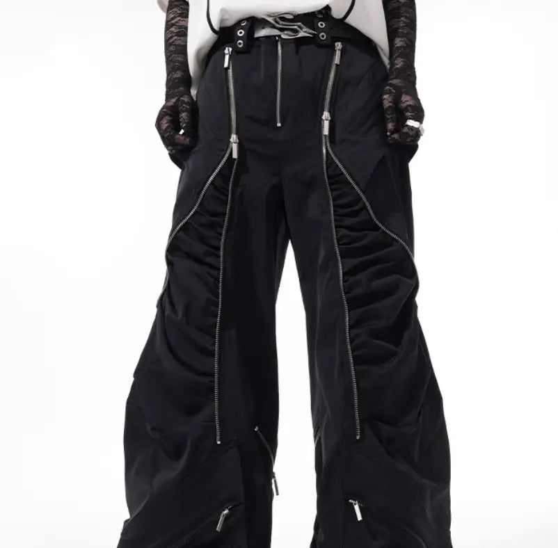 Deconstructing Design Zipper Workwear Casual Pants