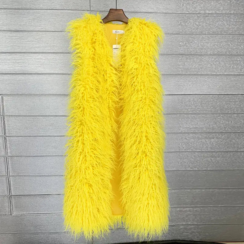 Long Beach Wool Fur Vest Warm Vest Women’s Vest Coat