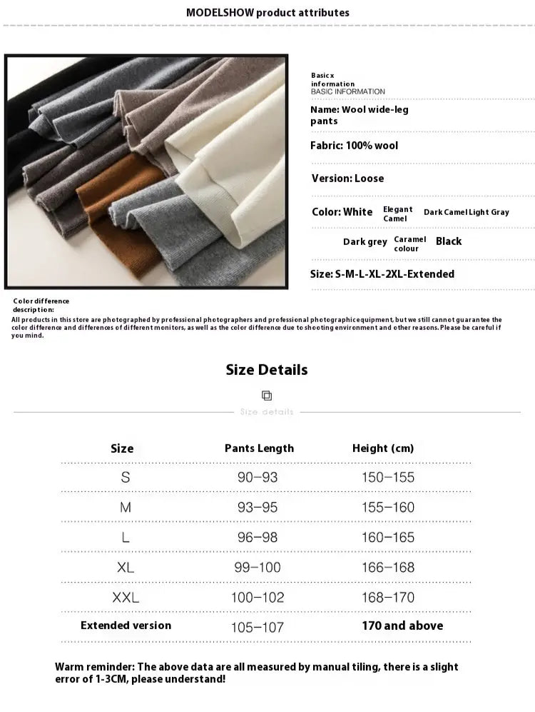 Thick Wool Wide Leg High Waist Drooping Mop Pants