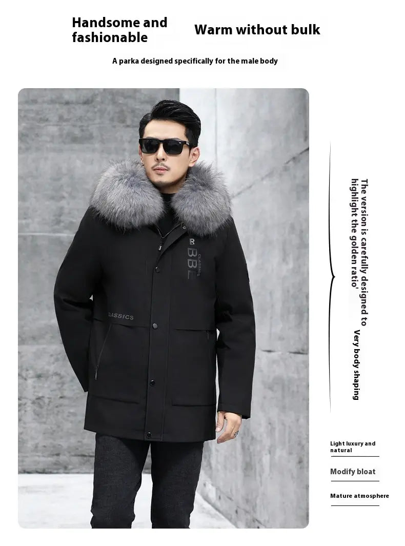 Fox Inner Pot Raccoon Hair Collar Fur Coat