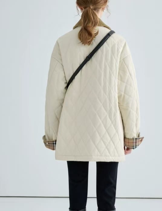Polyester Cotton Women’s Aircraft Buckle Quilted Trench Coat Coat