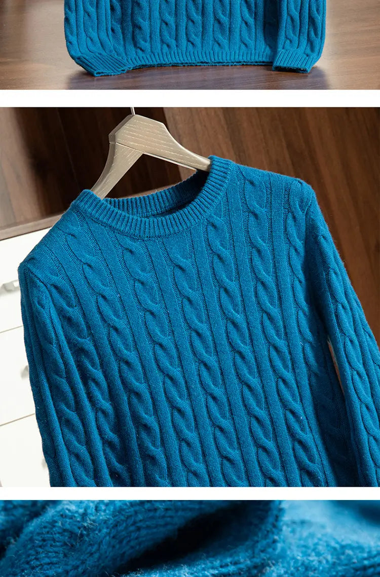 Pure Cashmere Shirt Men’s Round Neck Three-strand Thickening