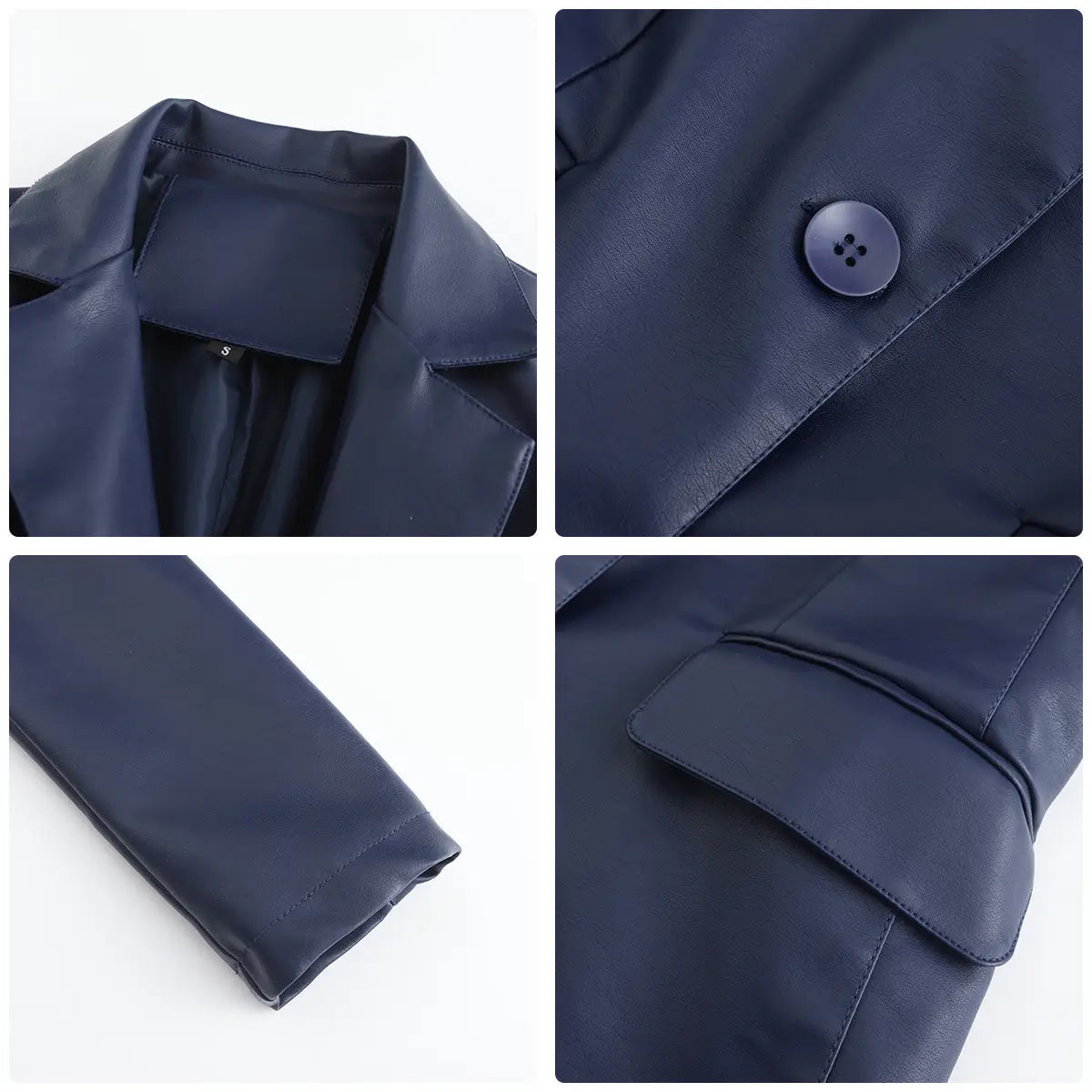 Single Button Commute Leisure Solid Color Leather Coat