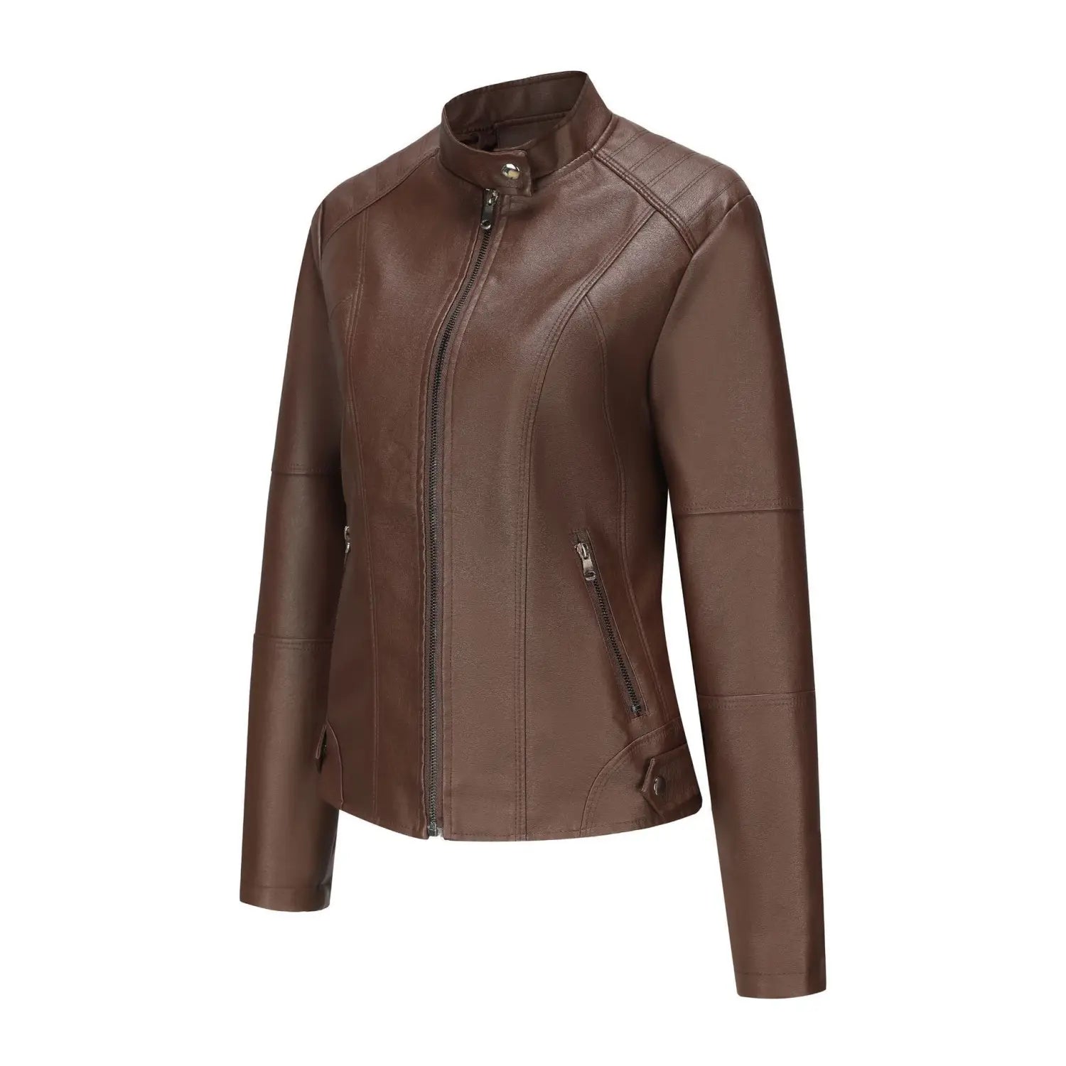 Women’s Short Slim-fit Leather Coat