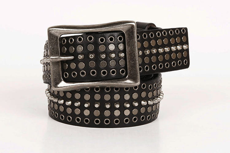 Leather 3.5 Wide Men’s And Women’s Hollow Rivet Belt
